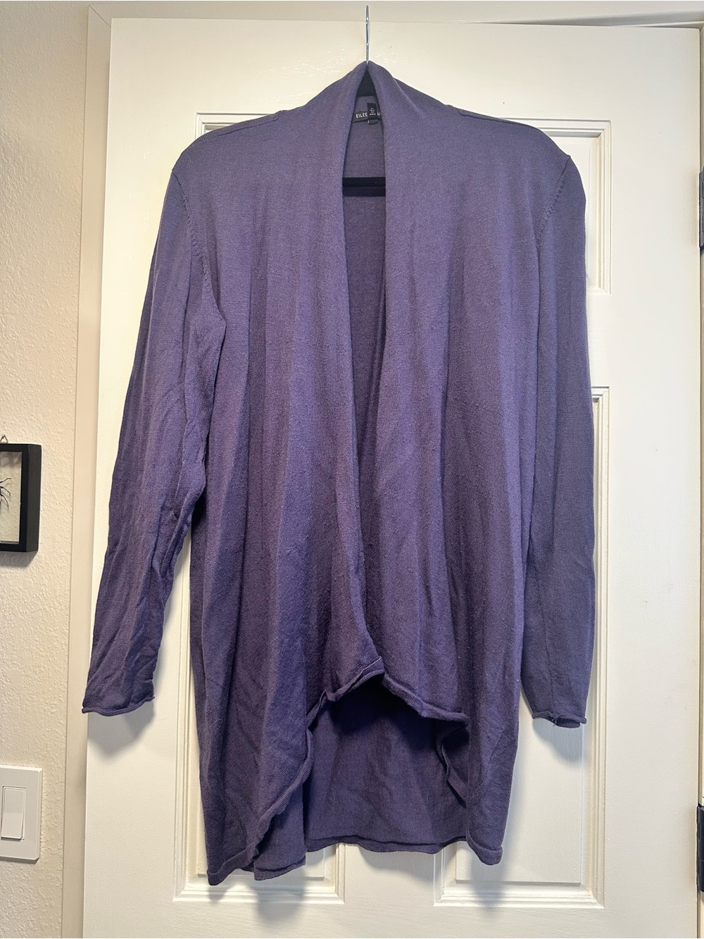 Eileen Fisher Open-Front Lavender Purple Draped Cardigan